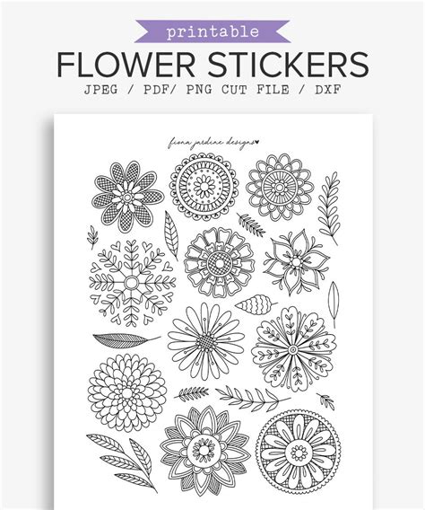 bullet journal printable coloring stickers travelers notebook etsy