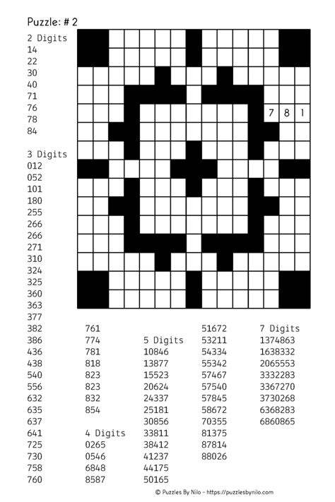 printable number fill  puzzles printable crossword puzzles