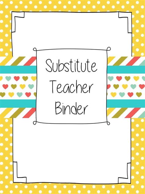 editable substitute teacher binder notebook resources teacher