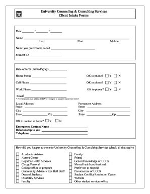 counseling intake form fill   sign printable  template