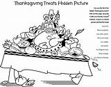 Thanksgiving Coloring Pages Kids Food Printable Hidden Printables Foods Kindergarten Pdf Puzzles Print Adult Diary Popular sketch template