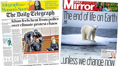 Newspaper Headlines Climate Protests Cause Chaos