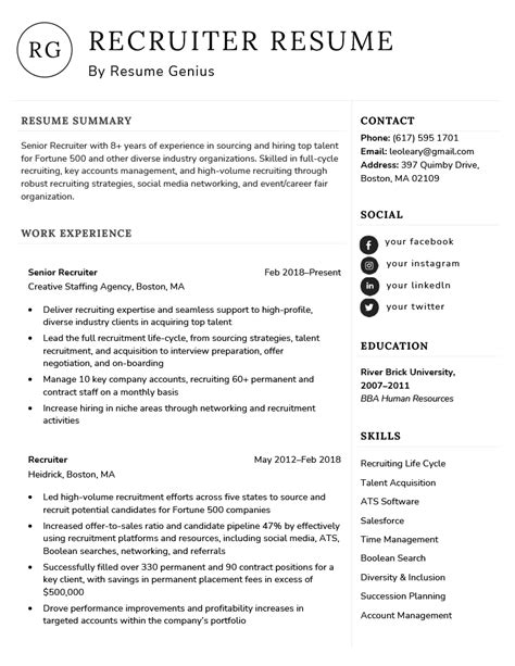 staffing recruiter resume sample resumewi