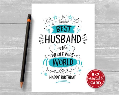 printable birthday card  husband    husband  etsy uk
