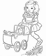 Coloring Sister Pages Big Girl Doll Vintage Printable Colouring Baby Color Buggy Carriage Drawing Sheets Book Stamps Books Digi Cute sketch template