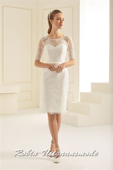 short wedding dress  lace   length sleeves