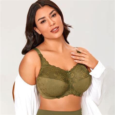 Delimira Women S Wireless Lace Plus Size Bra Sexy Unlined Full Coverage