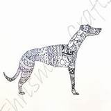Zentangle Greyhound sketch template