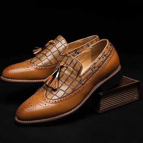 famous footwear luxury brand men italian dress shoe casual genuine leather brogue oxford