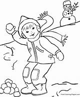 Coloring Winter Pages Snowball Sheets Fun sketch template