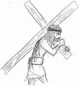 Jesus Cross Sketches Drawing Carrying Pencil His Paintingvalley Getdrawings sketch template