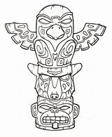 Totem Pole Coloring Poles Pages Printable Eagle Native Indian American Animal Kids Popular Patterns Tattoo Designs sketch template