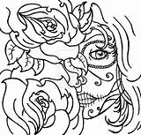 Coloring Pages Skull Gypsy Sugar Mexican Tattoo Getcolorings sketch template