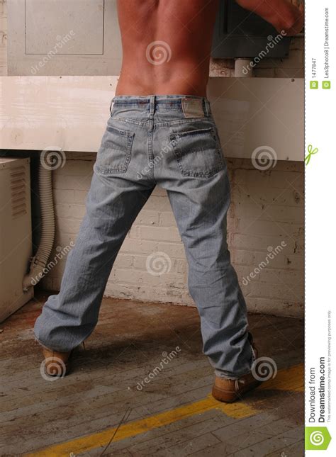 male muscle in jeans rear view stock image cartoondealer