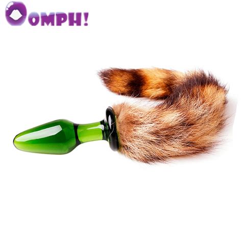 oomph adult sex toy for women love glass fox tail butt plug romance