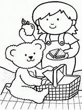 Picnic Teddy Bear Pages Coloring Girl Family Going Bears Preschool Little Her Kids Picnics Printable Color Netart Colouring Crafts Activities sketch template