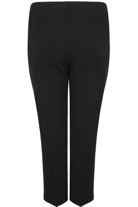 black pull on ribbed bootcut trousers plus size 16 to 32