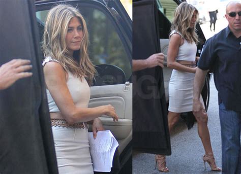 Photos Of Of Jennifer Aniston In A Hot White Dress On Set Of Just Go