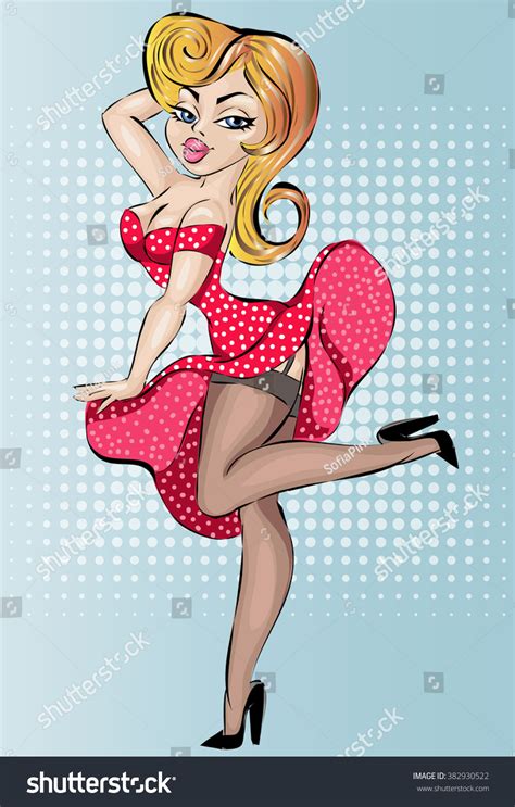 sexy pinup girl red dress vector stock vector 382930522 shutterstock