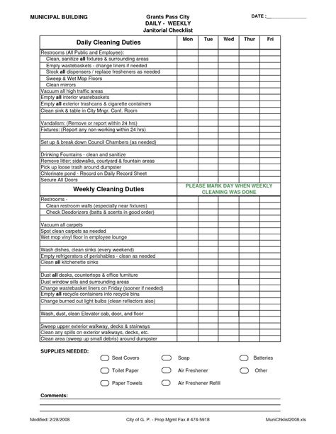 Daycare Cleaning Checklist Template Nurul Amal