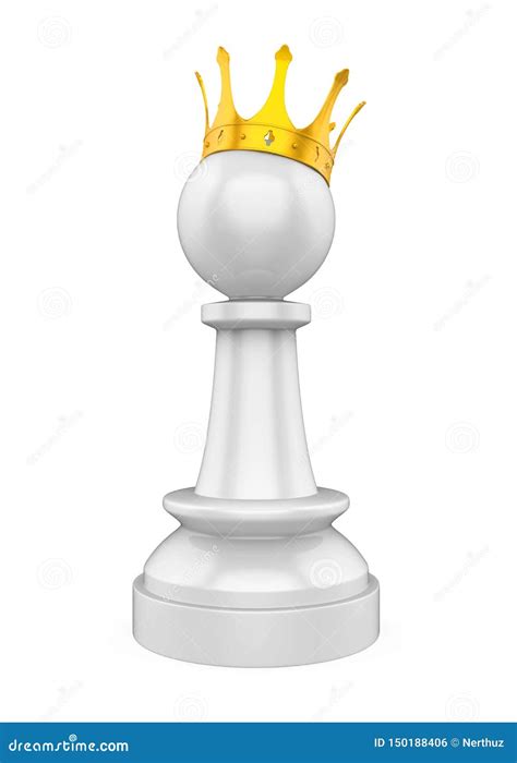 chess pawn  golden crown isolated stock illustration illustration