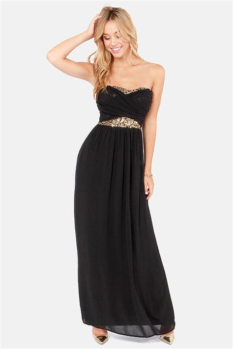 sexy black dress sequin dress maxi dress strapless dress 63 00