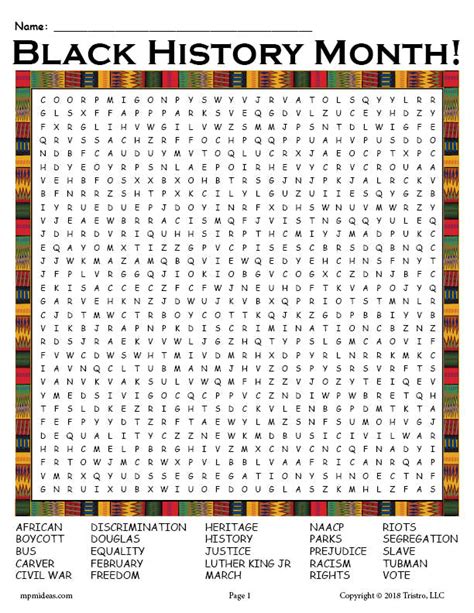printable black history month word search supplyme