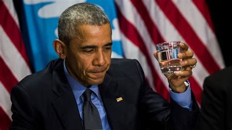 president obama drinks water in crisis hit flint bbc news