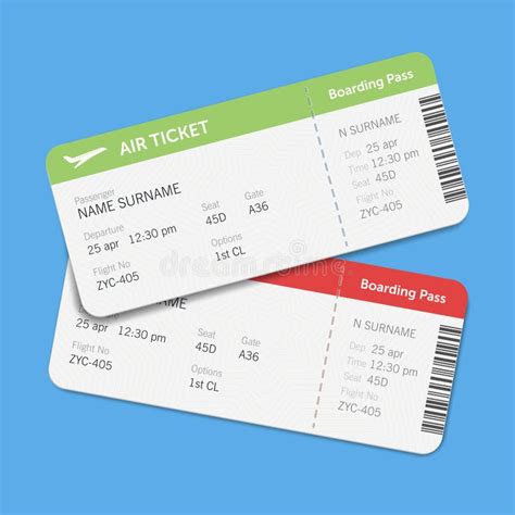 Set Of The Airline Boarding Pass Tickets With Shadow Isolated On Blue