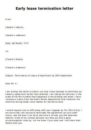 sample early lease termination letters   ms word