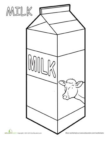 milk coloring page worksheets preschool colors  life skills