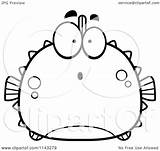 Surprised Blowfish Chubby Clipart Cartoon Outlined Coloring Vector Thoman Cory Royalty sketch template
