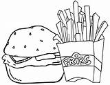 Coloring Fries French Hamburger Potatoes Pages sketch template