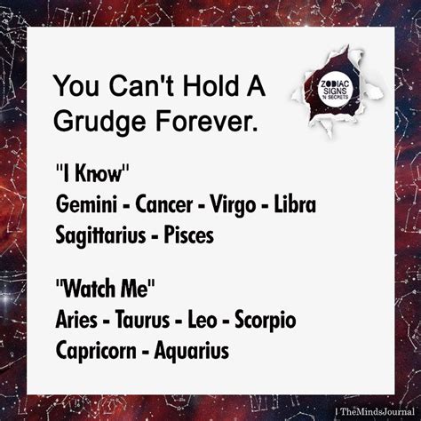 Signs That Can T Hold A Grudge Forever Zodiac Signs