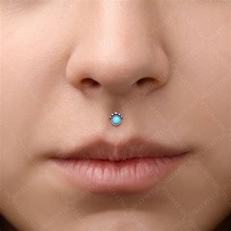 Surgical Steel Labret Jewelry Turquoise Lip Piercing Etsy Labret