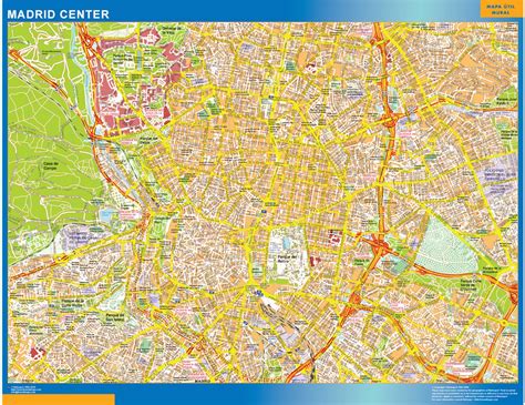 madrid downtown wall map wall maps  countries   world