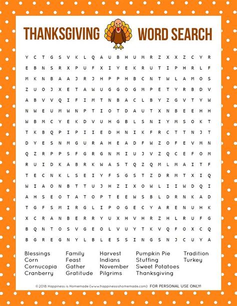 thanksgiving word search fun   ages