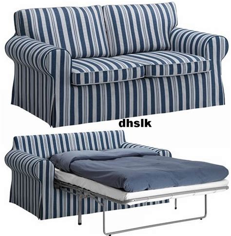 ikea ektorp sofa bed cover sofabed slipcover abyn blue white stripes abyn