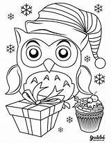 Coloring Christmas Pages Cute Owl Kids Printable Merry Print Book Sleigh Reindeer sketch template
