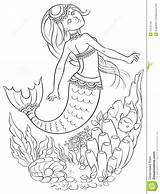 Underwater Mermaid Sirena Meerjungfrau Nell Nuota Oceano Coloritura Ozean Schwimmt Wasser Farbtonseite Unter sketch template