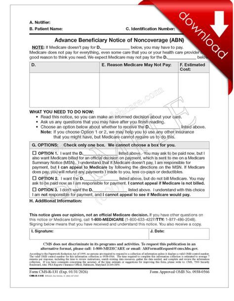 advance beneficiary notice  noncoverage abn digital form