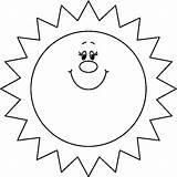 Sun Smiling Cliparts Clipart Coloring Sunshine Bw Happy sketch template