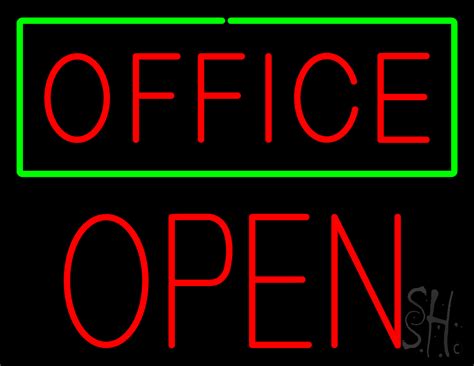 red office green border block open led neon sign office neon signs