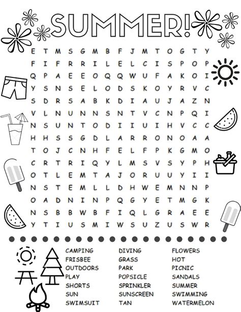 cool printable summer word searches kitty baby love   summer