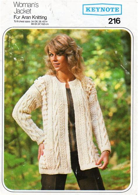 vintage womens aran jacket knitting pattern pdf ladies edge to etsy uk