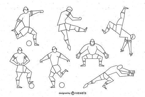 paquete de personajes de futbol  trazo geometrico descargar vector