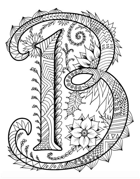 alphabet coloring pages zentangle coloring book  adults etsy