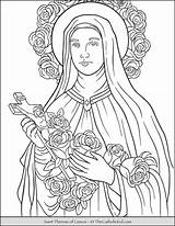 Therese Lisieux Kids Saints Theresa Printable Sainte Jesus Thecatholickid Colouring Cnt sketch template