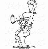Cartoon Trumpet Coloring Player Male Vector Outline Leishman Ron Royalty sketch template