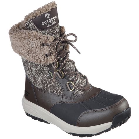 womens skechers outdoor ultra frost bound walking faux fur winter boots    ebay